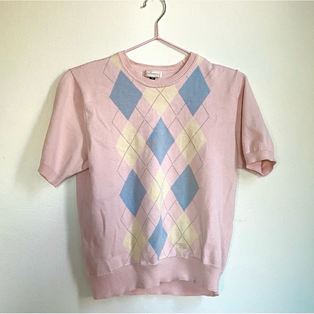 Vintage Burberry argyle knit short sleeve